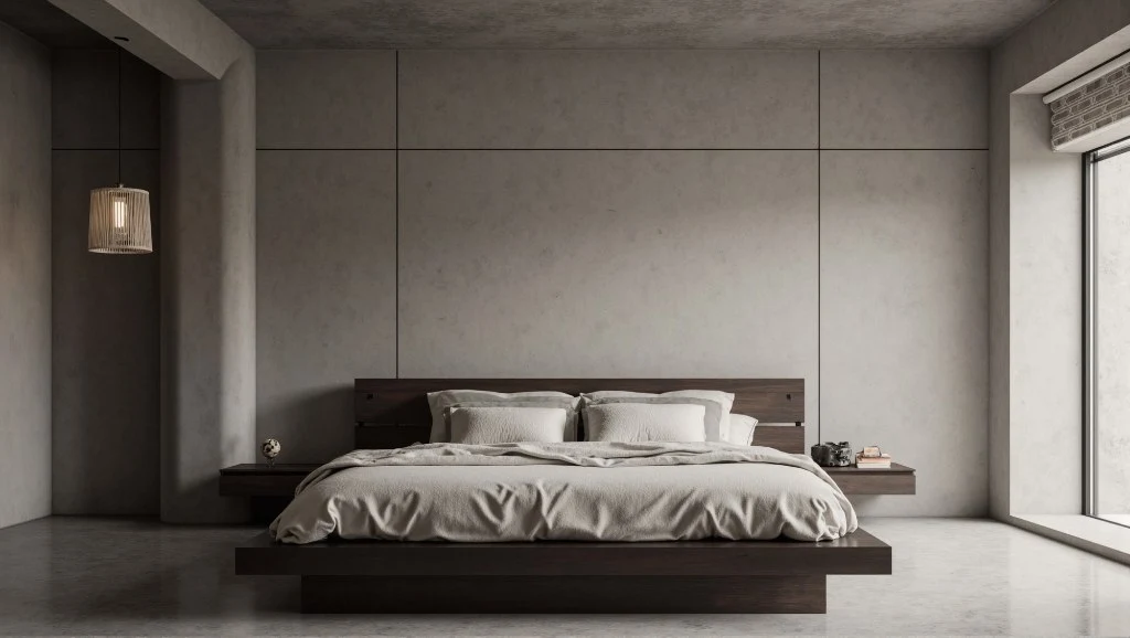 Concrete Haven Minimalist Cement Bedroom