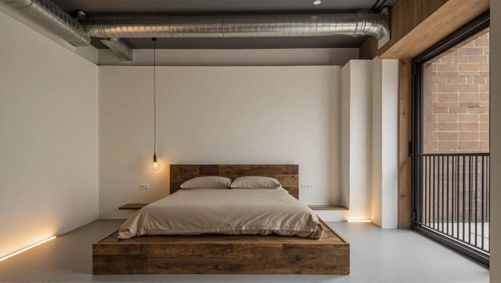 Tranquil Bedroom Blending Industrial Style bedroom