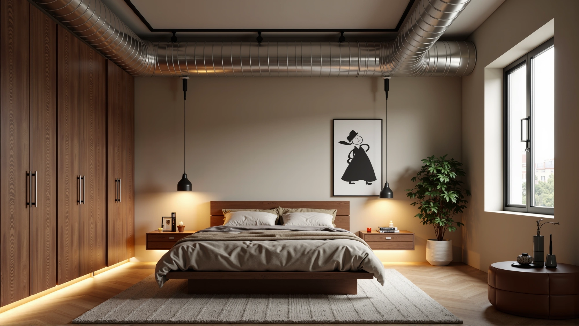 Pipe Wood Retreat Industrial Minimalist Bedroom Bedroom 2