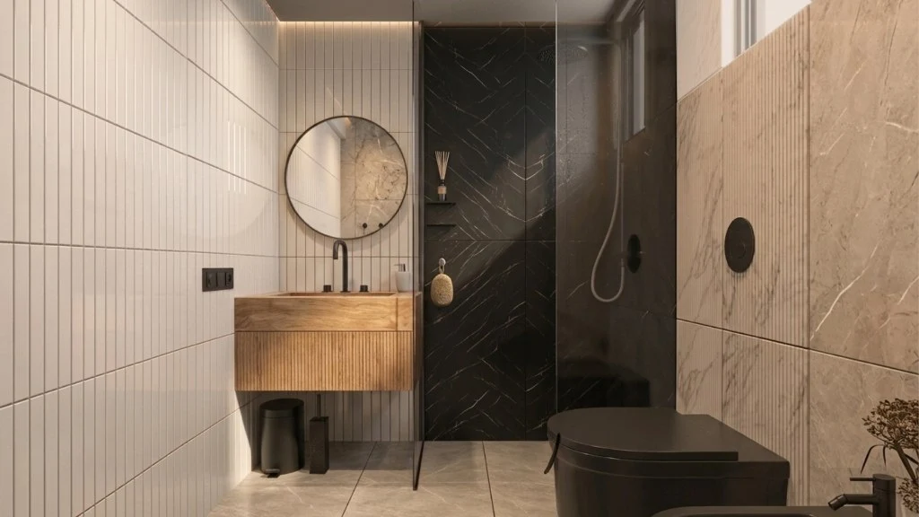 Warm Minimal Luxury Residence bathroom