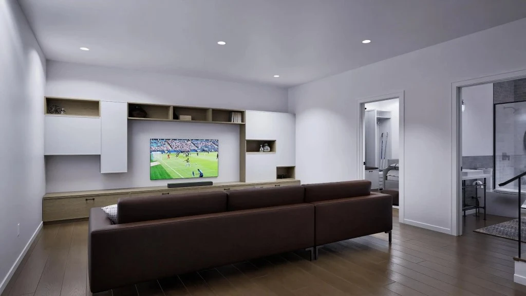 Industrial Style Basement living-room