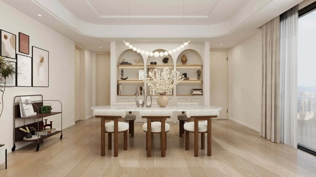 Warm and Soft-Style Residence dining-room