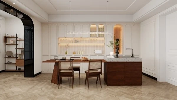 French Retro and Luxury Elegant Residence dining-room