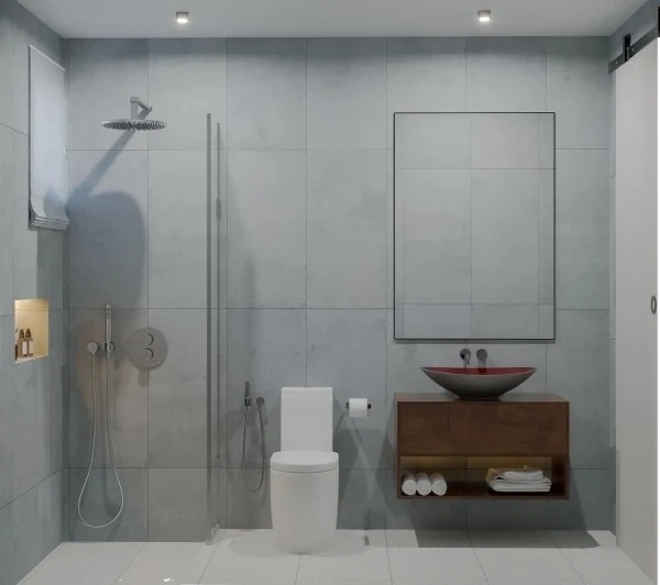 Minimalism Bedroom 3D Render bathroom