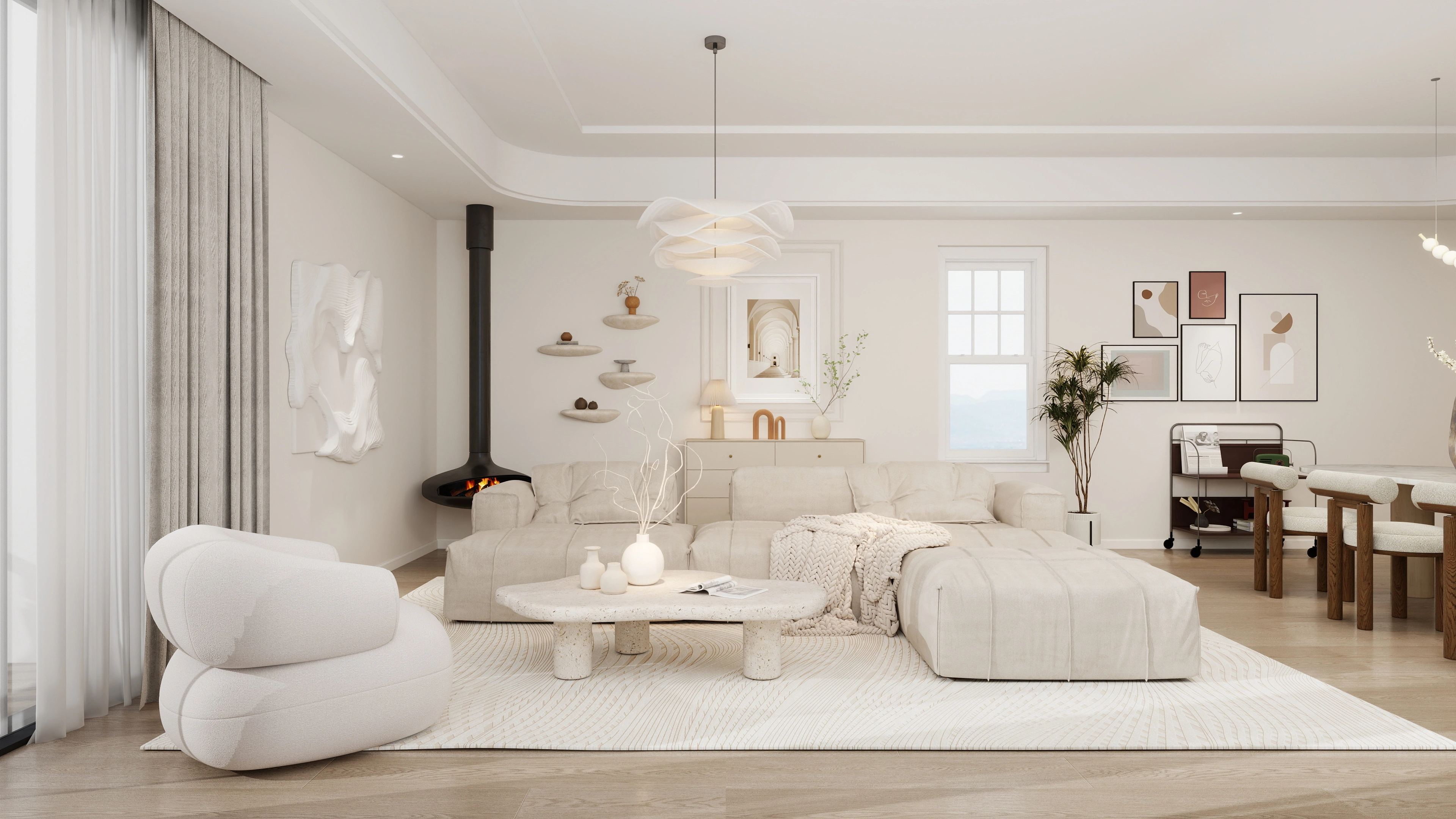 Warm and Soft-Style Residence Living room 1
