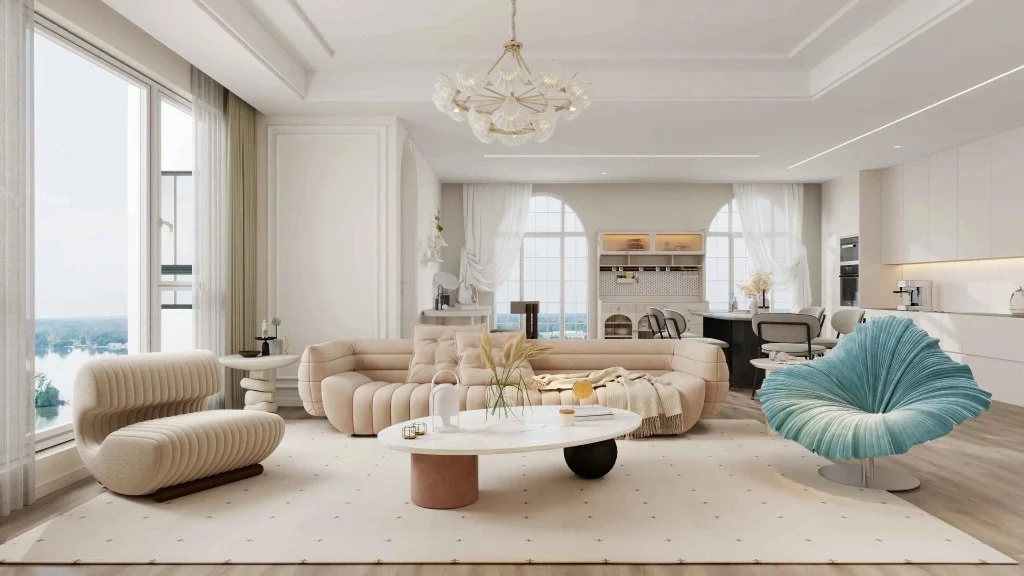 French Style and Modern Minimalism Residence living-room