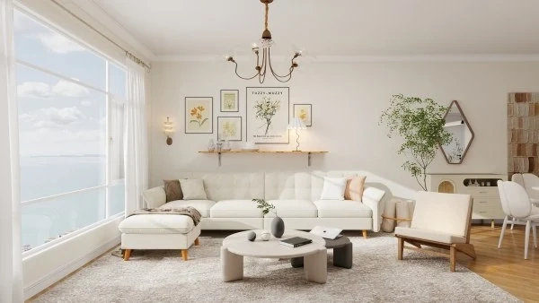 Cream-Style Soft Warm Texture Space Series living-room