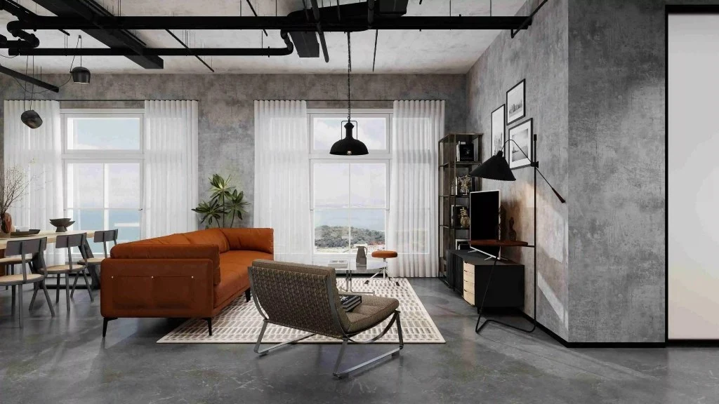 Industrial-Style Residence living-room