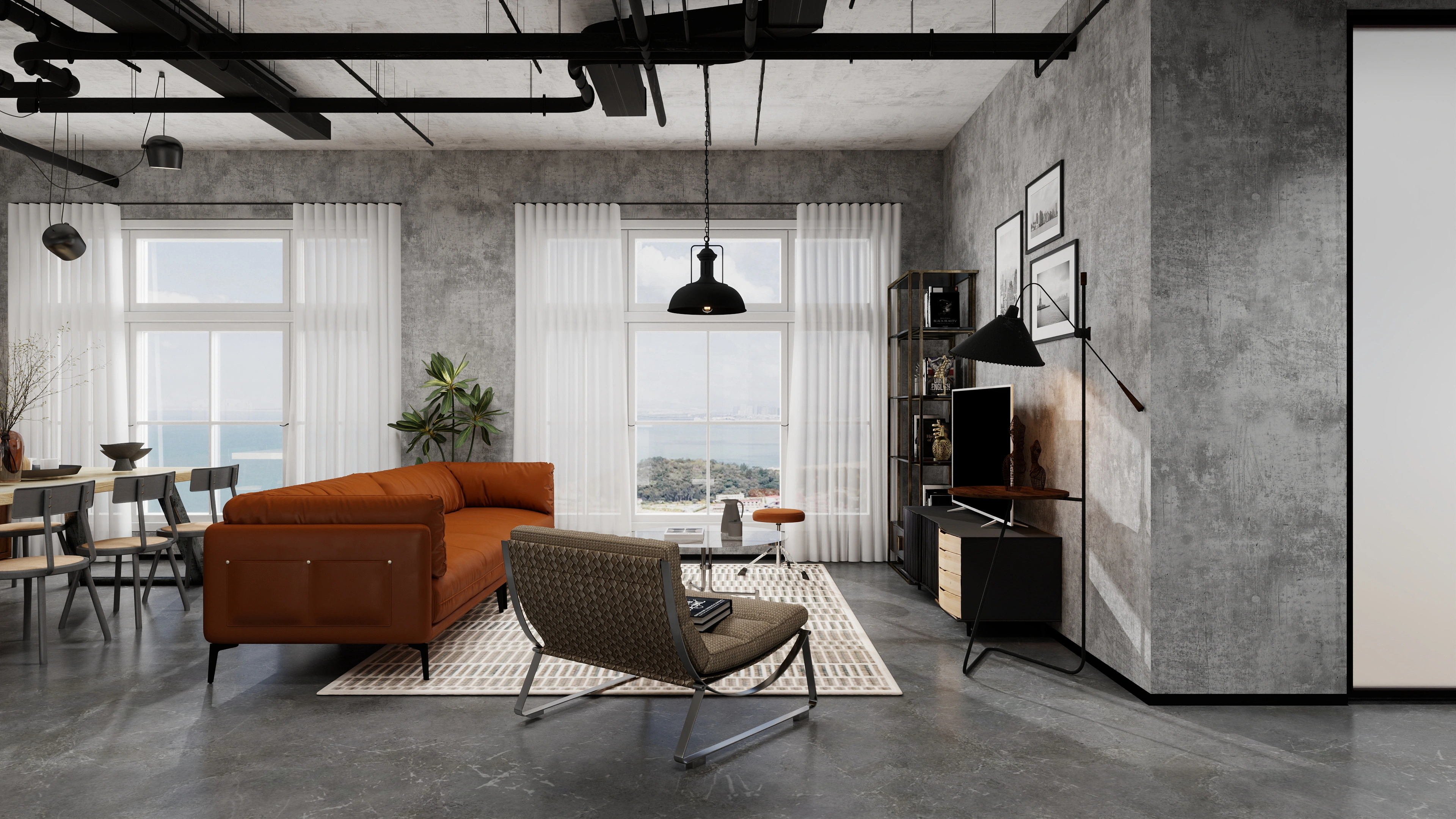 Industrial-Style Residence Living room 1