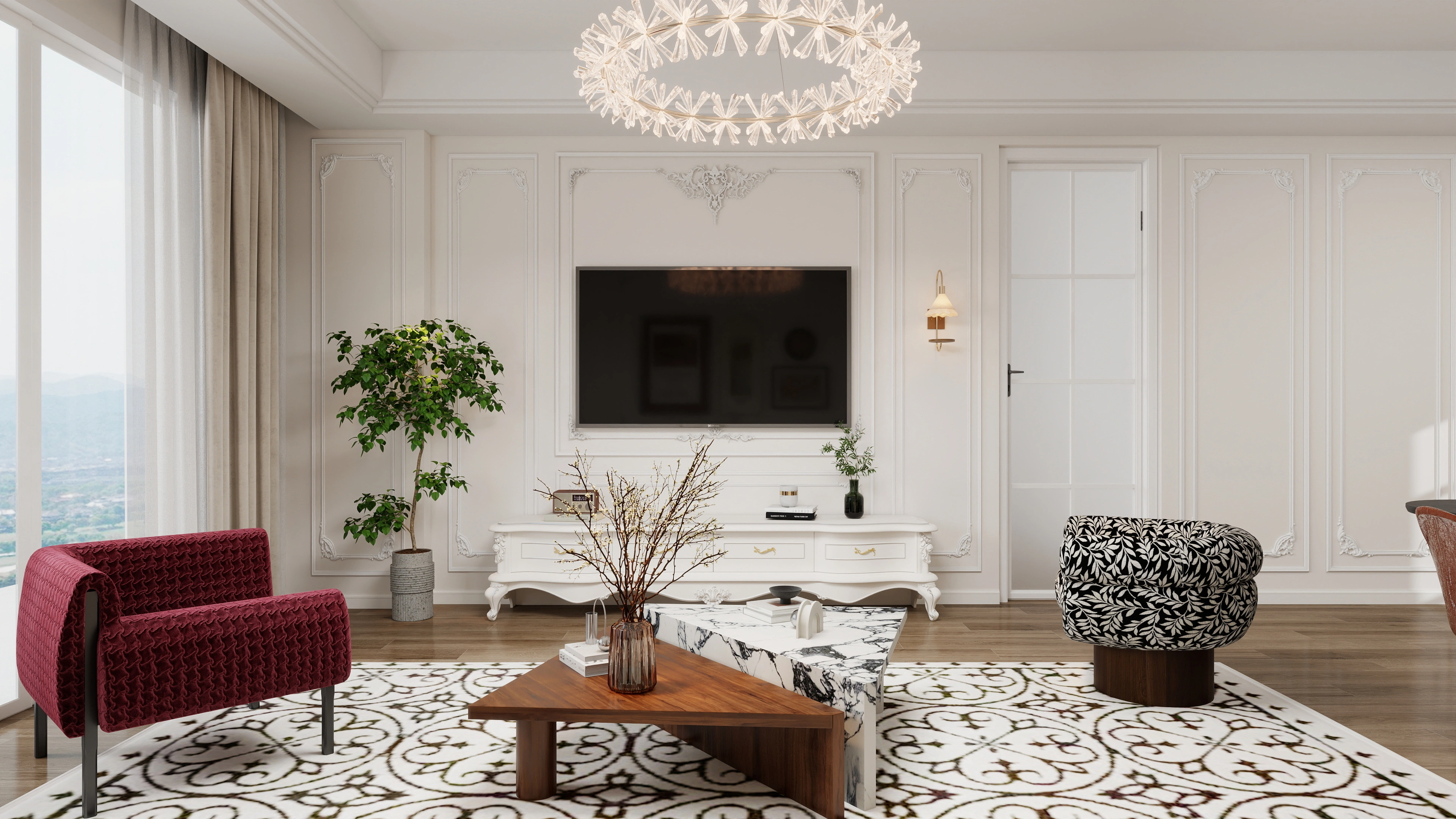  French Style Elegant Artistic Dwelling Living room 2