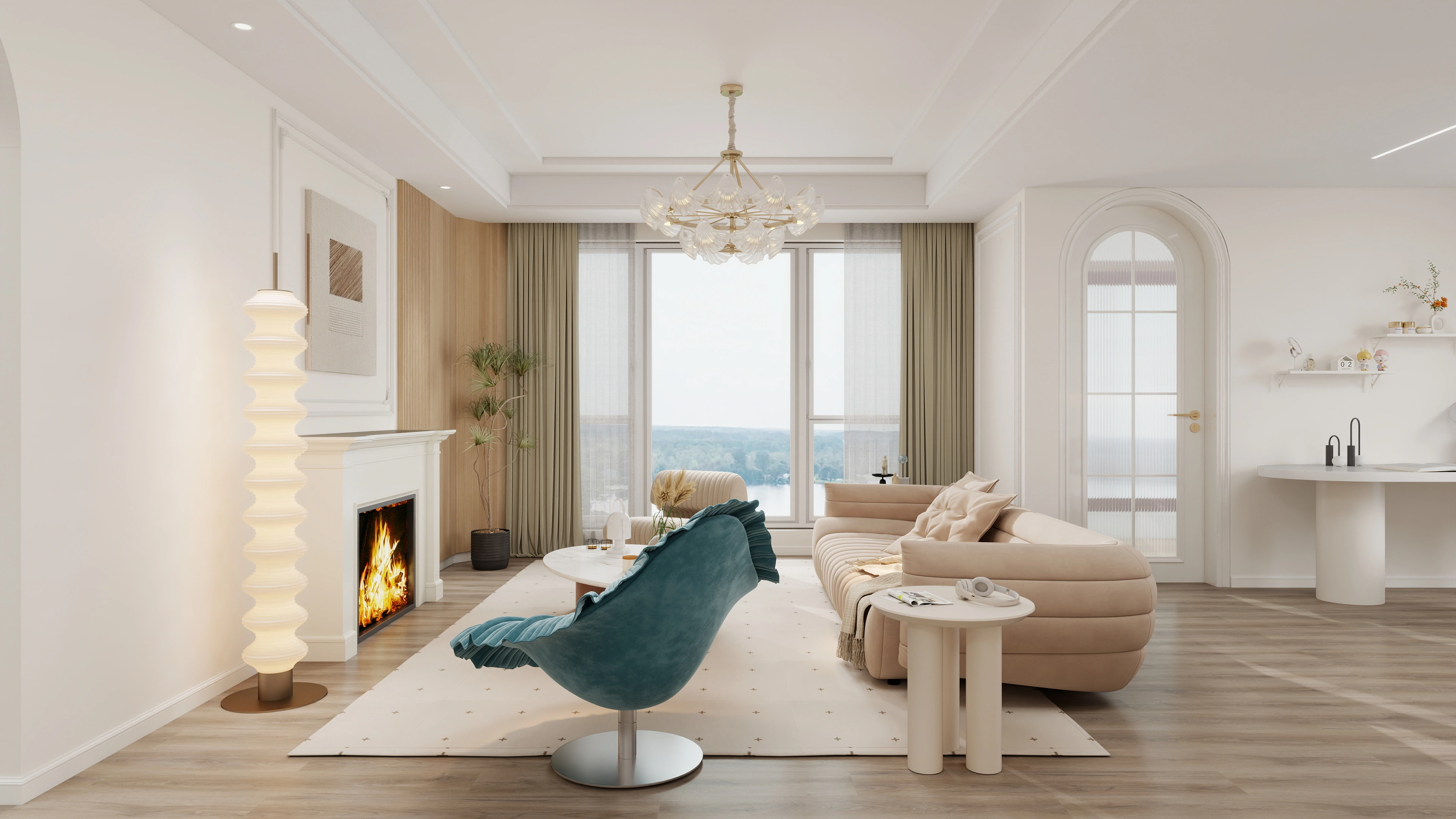 French Style and Modern Minimalism Residence Living room 2