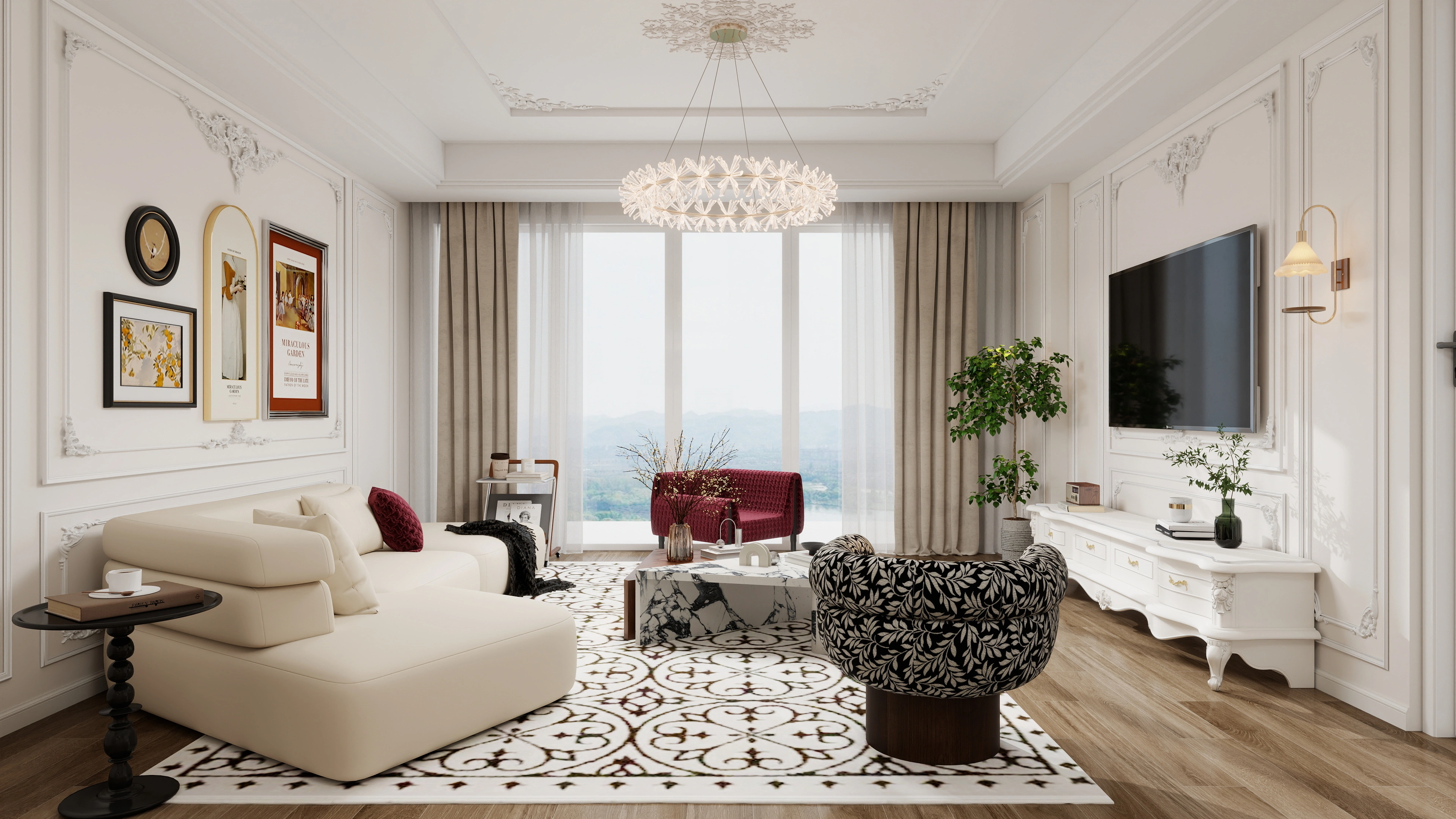 French Style Elegant Artistic Dwelling Living room 3