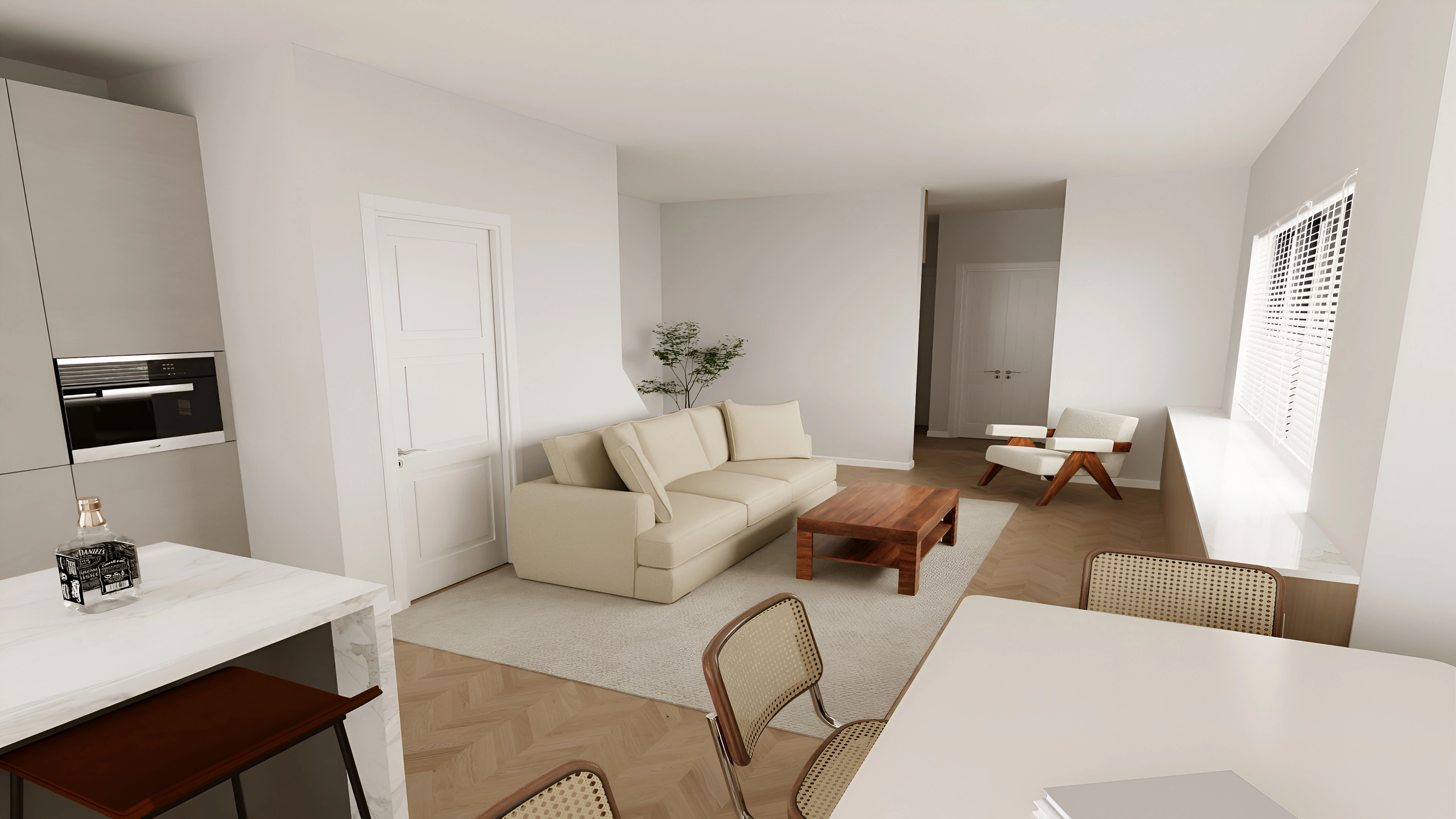 Modern Minimalist Living Room and Kitchen  Living room 1