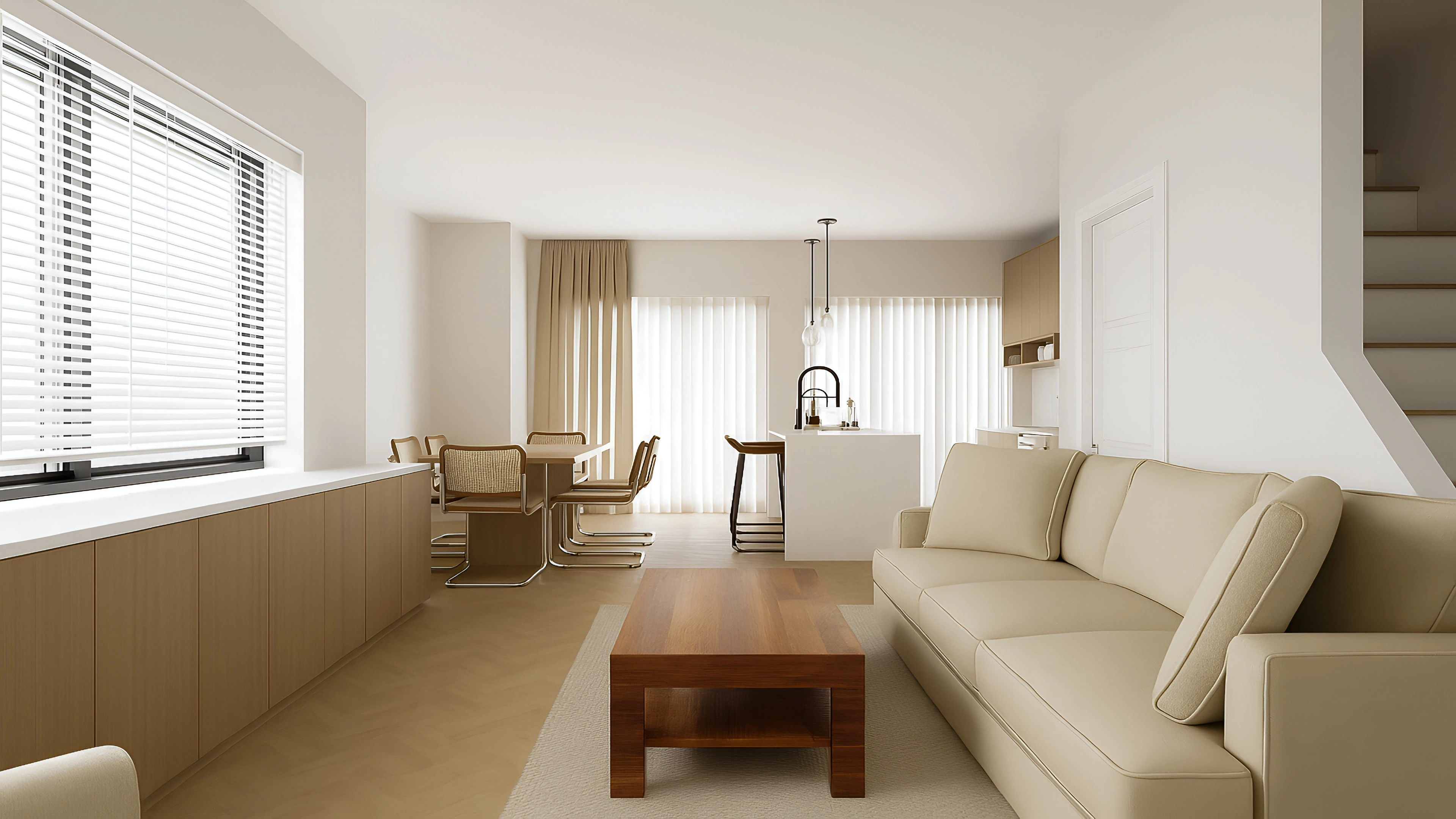 Modern Minimalist Living Room and Kitchen  Living room 2