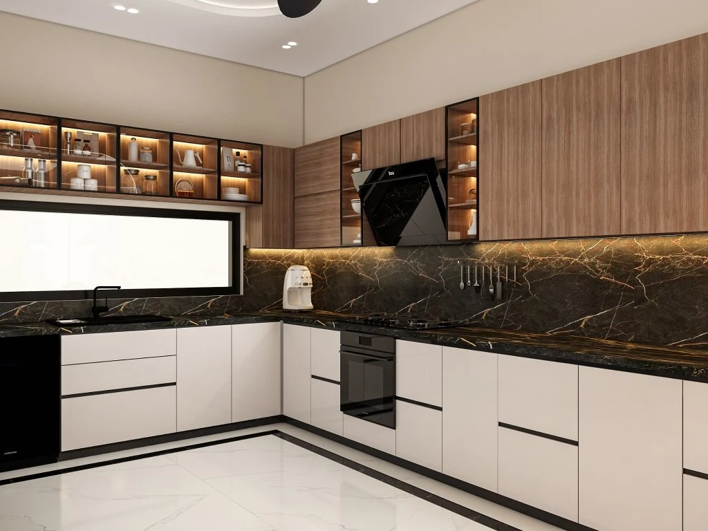 Living Room & Contemporary Kitchen