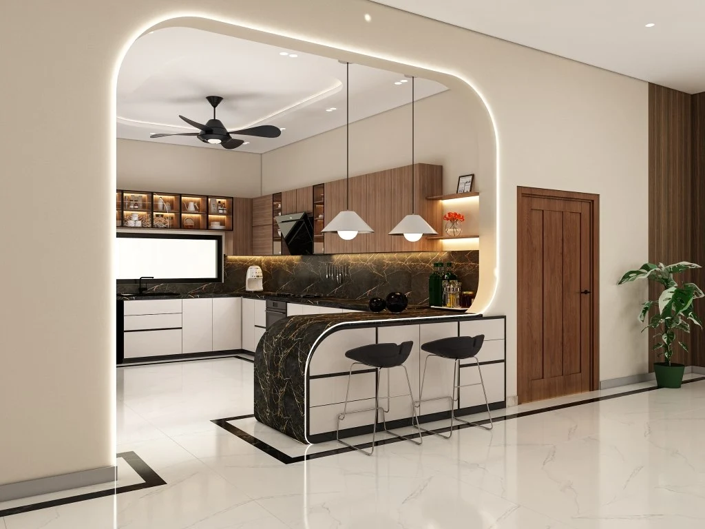 Living Room & Contemporary Kitchen kitchen