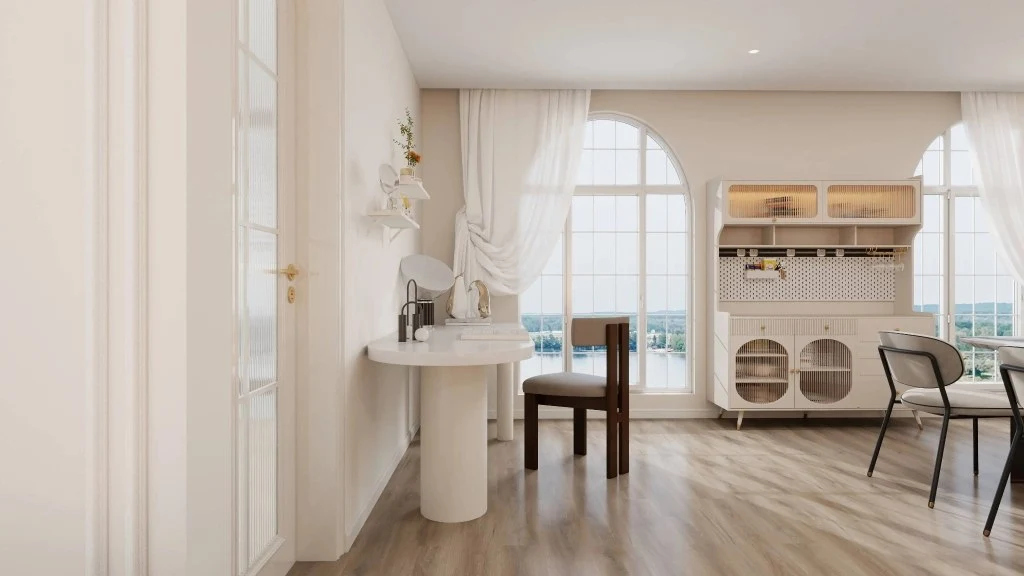 French Style and Modern Minimalism Residence study-room