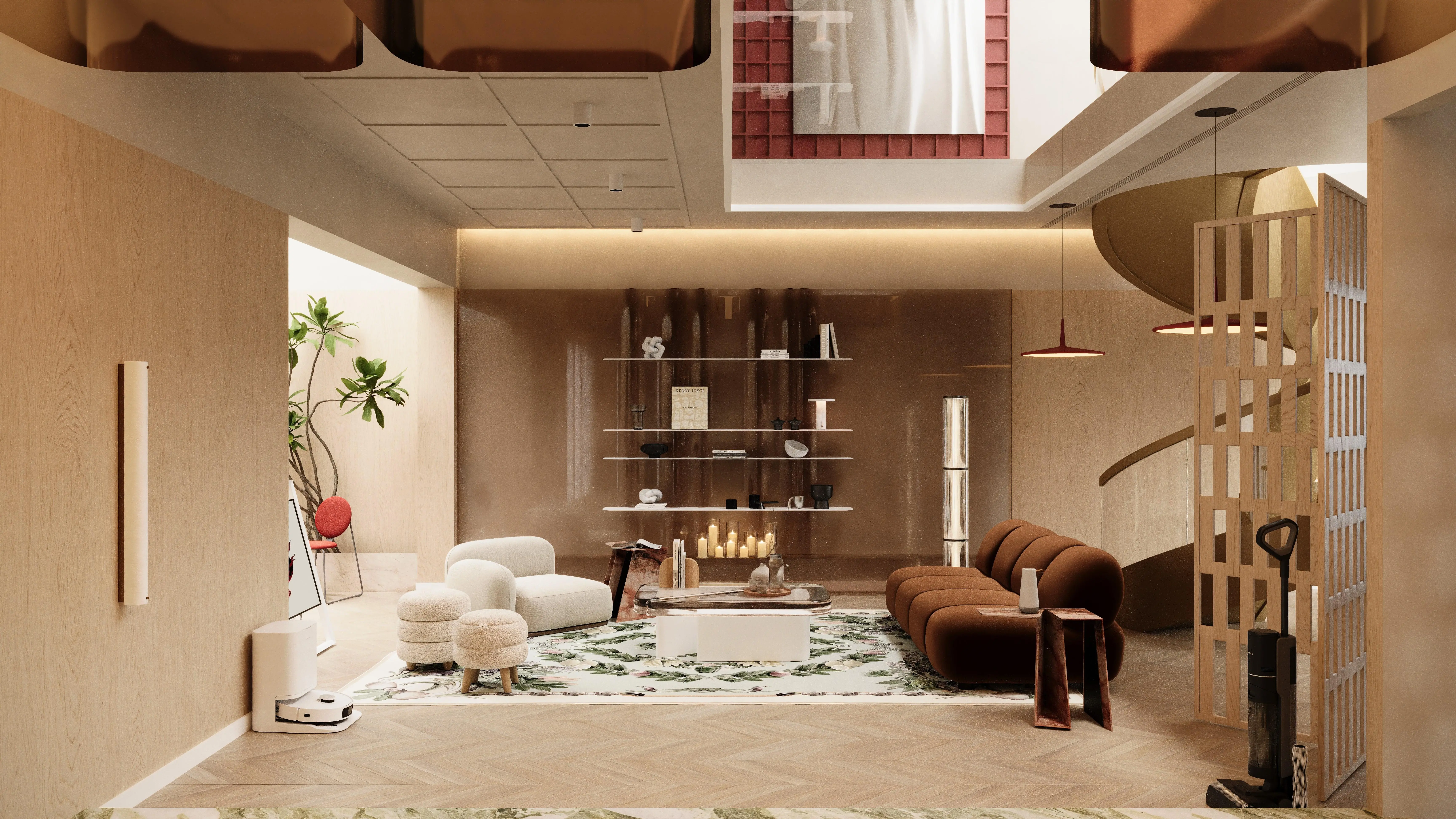 Elegant harmony - A warm living space and dining Living room 1