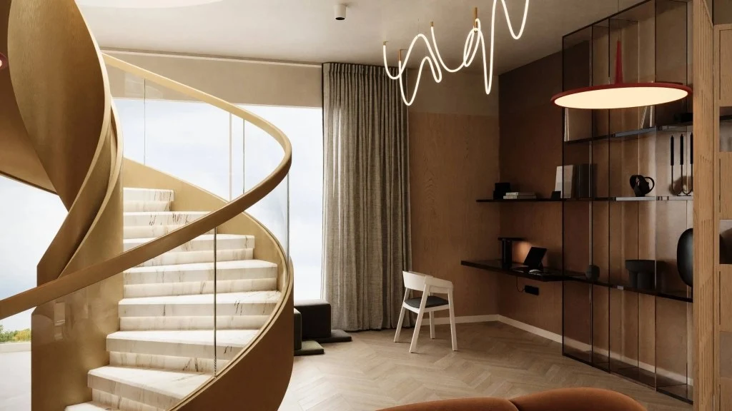 Elegant harmony - A warm living space and dining study-room