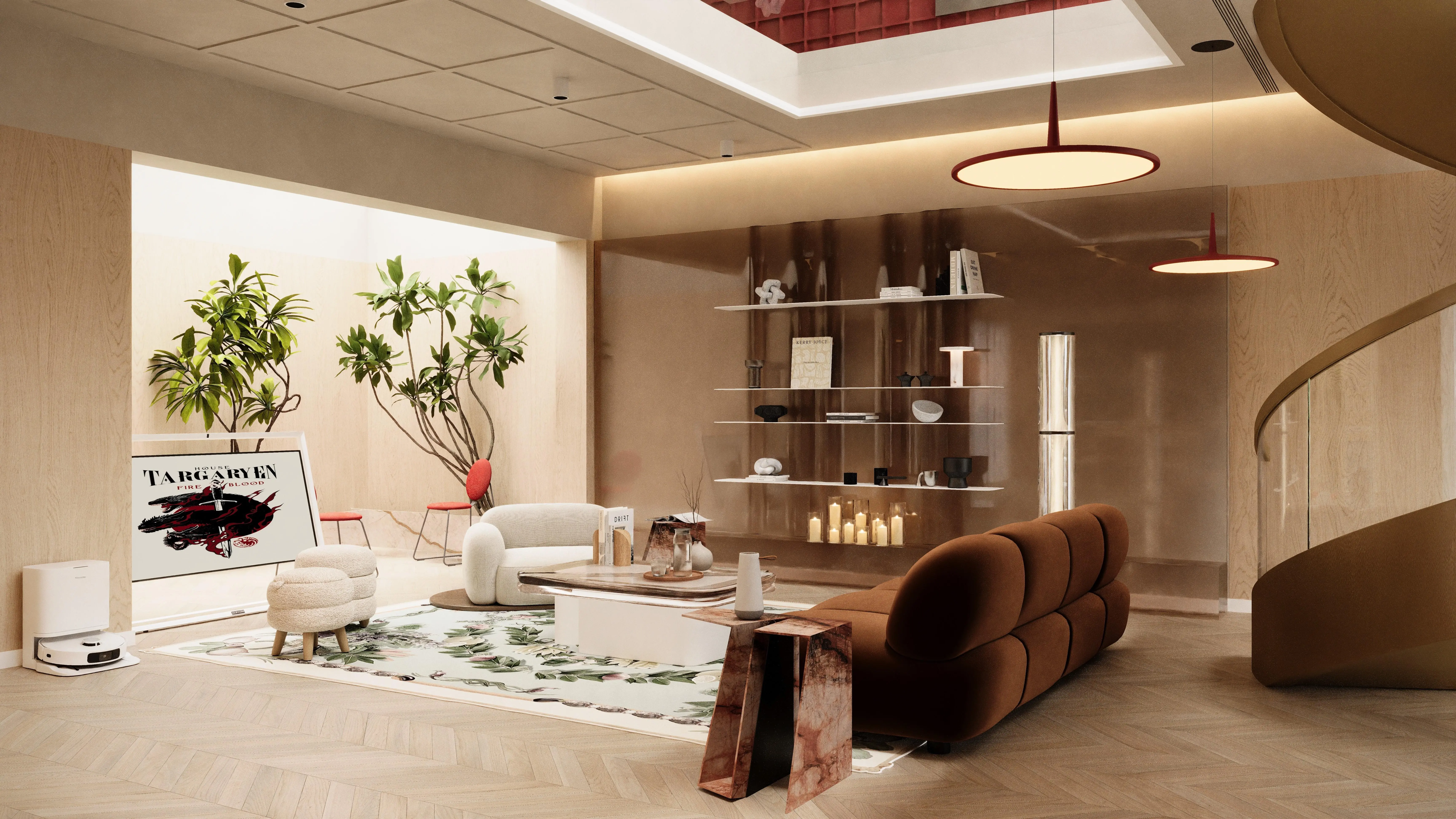 Elegant harmony - A warm living space and dining Living room 2