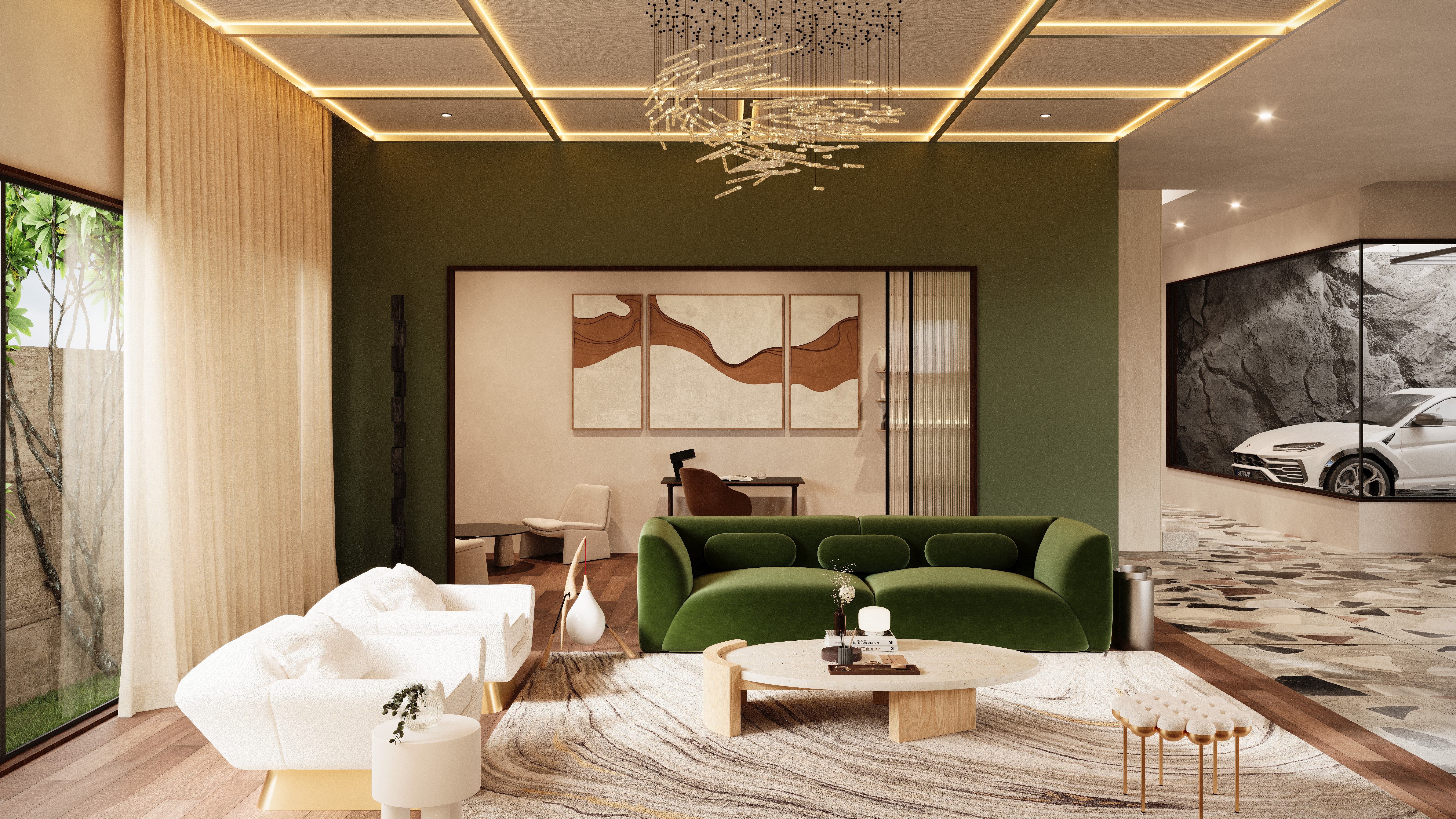 Green Haven: A Modern Home with Natural Soul Living room 2