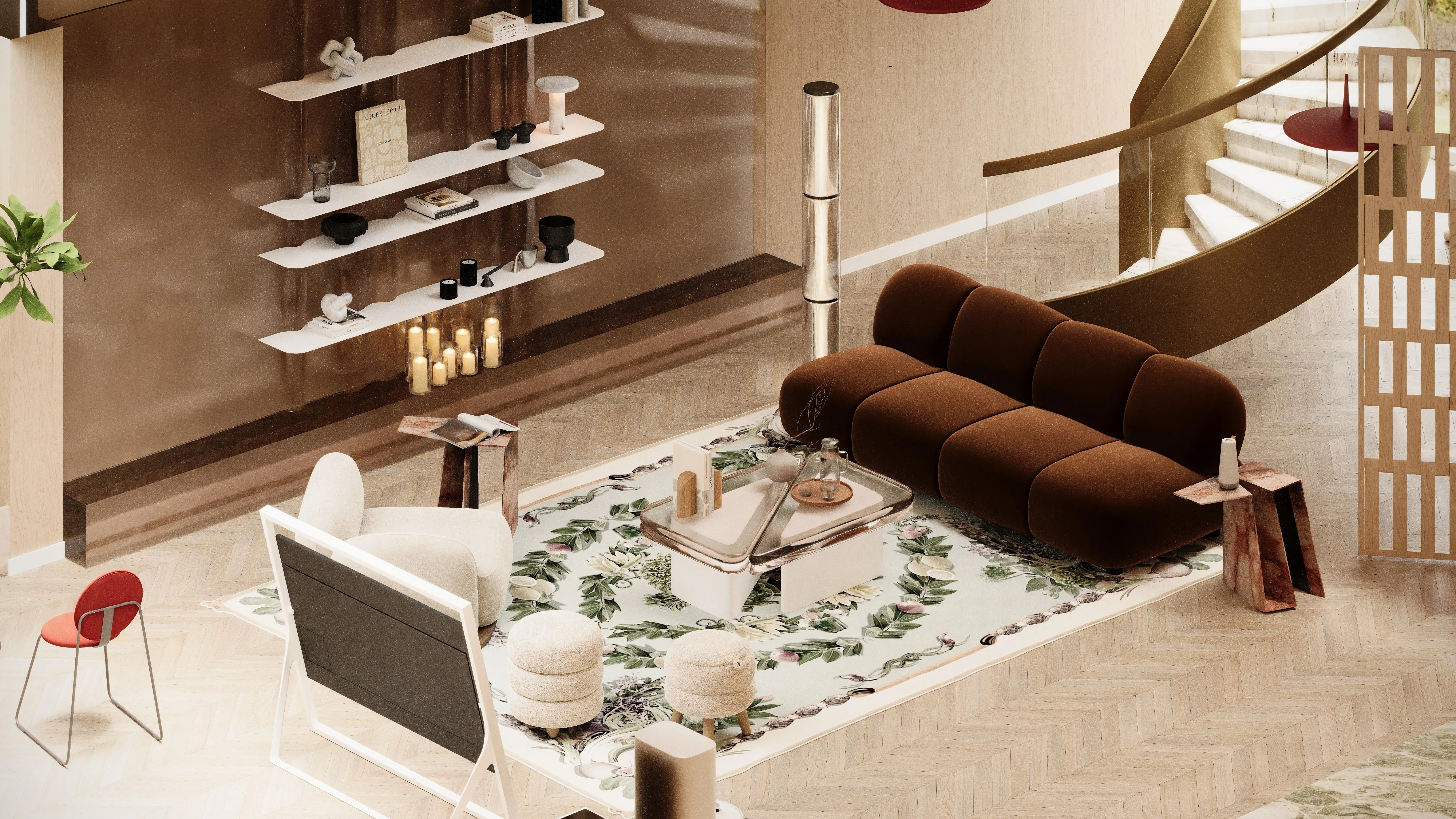 Elegant harmony - A warm living space and dining Living room 4