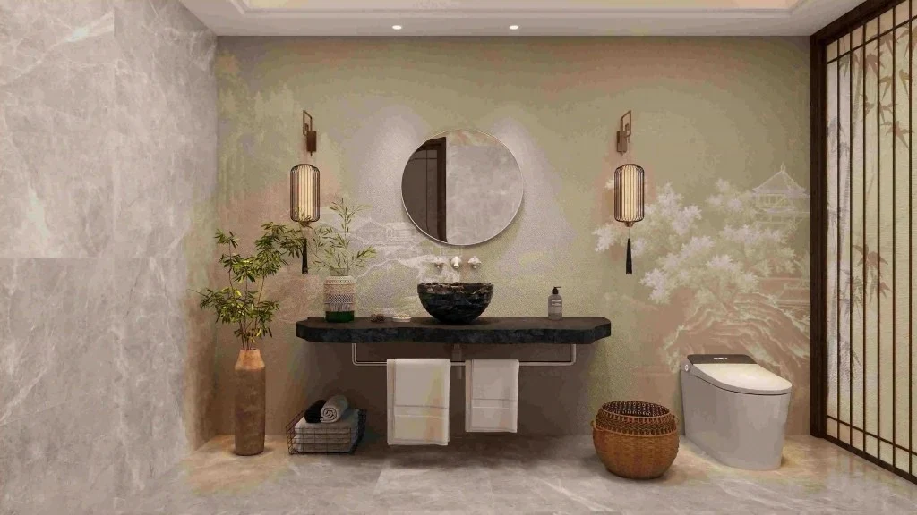 Elegance of New Chinese Style, Poetic Home Space bathroom