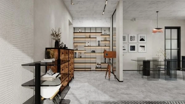 Industrial Minimalism Urban Textured Residence entryway