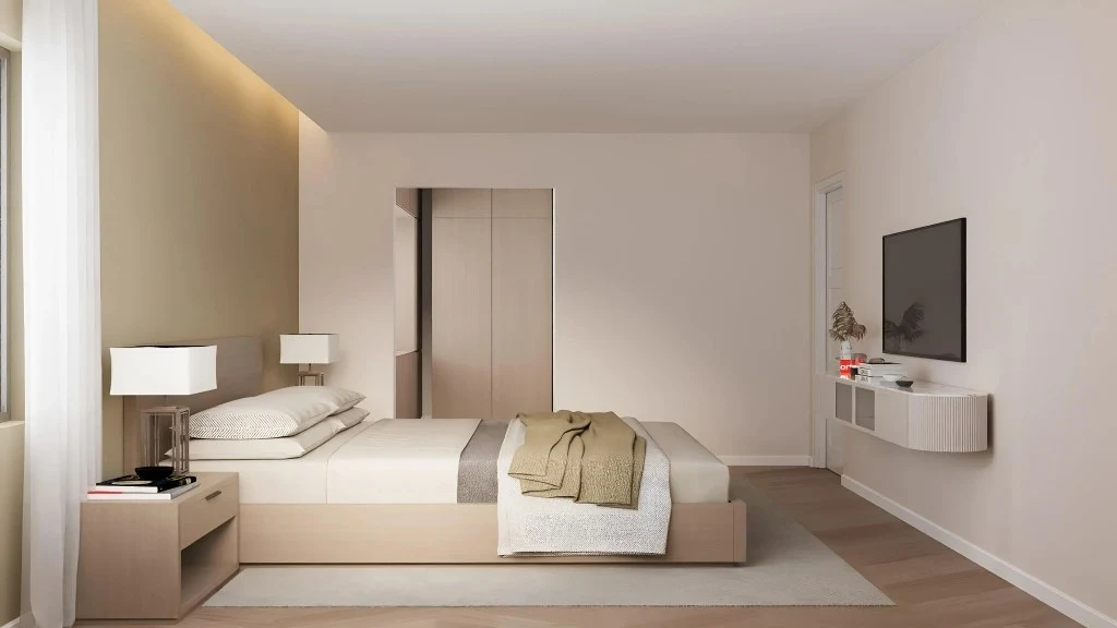 Modern Minimalist Living Room and Kitchen  bedroom