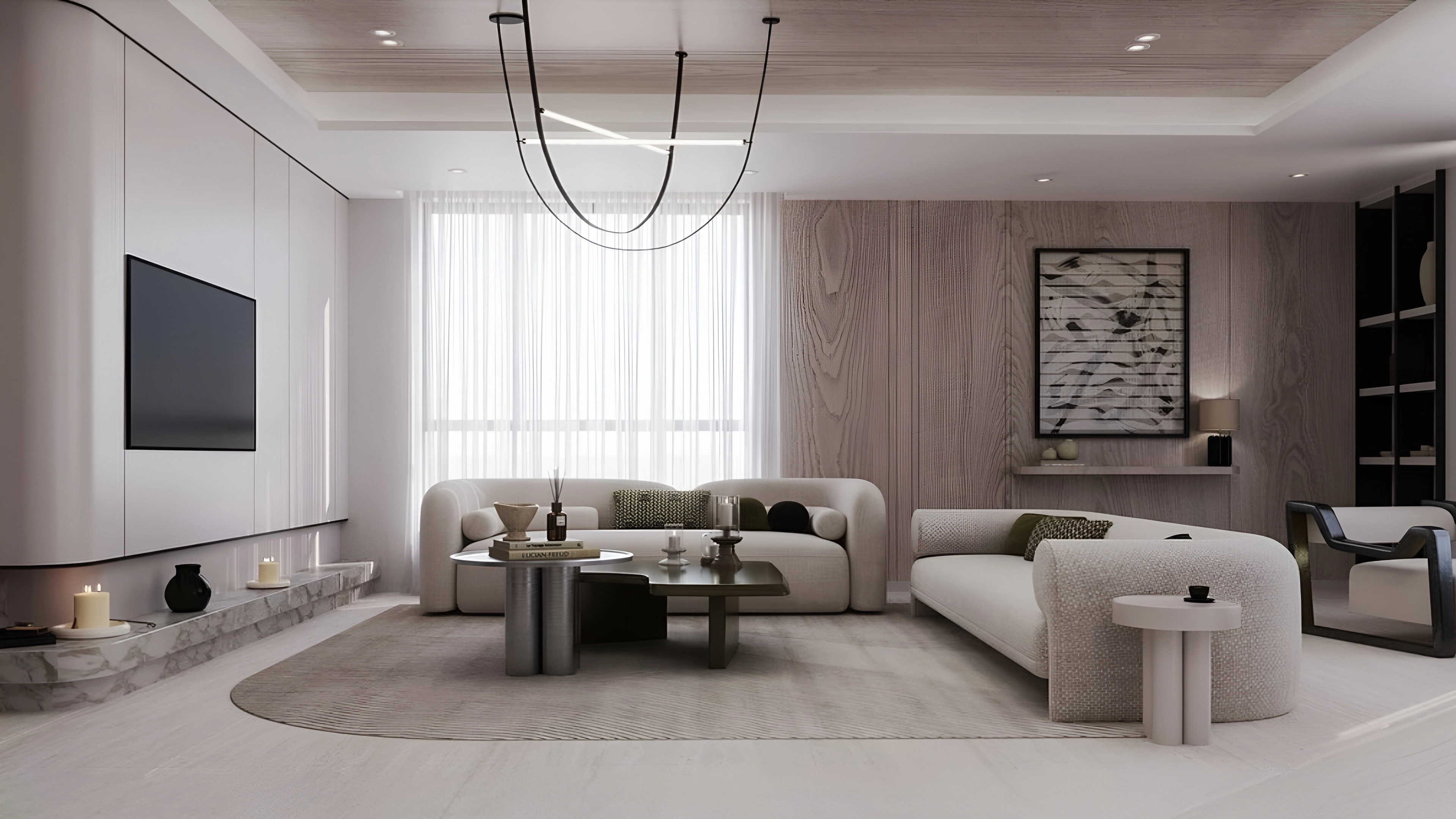 Modern Minimalist Living Room with Marble Accents Living room 3