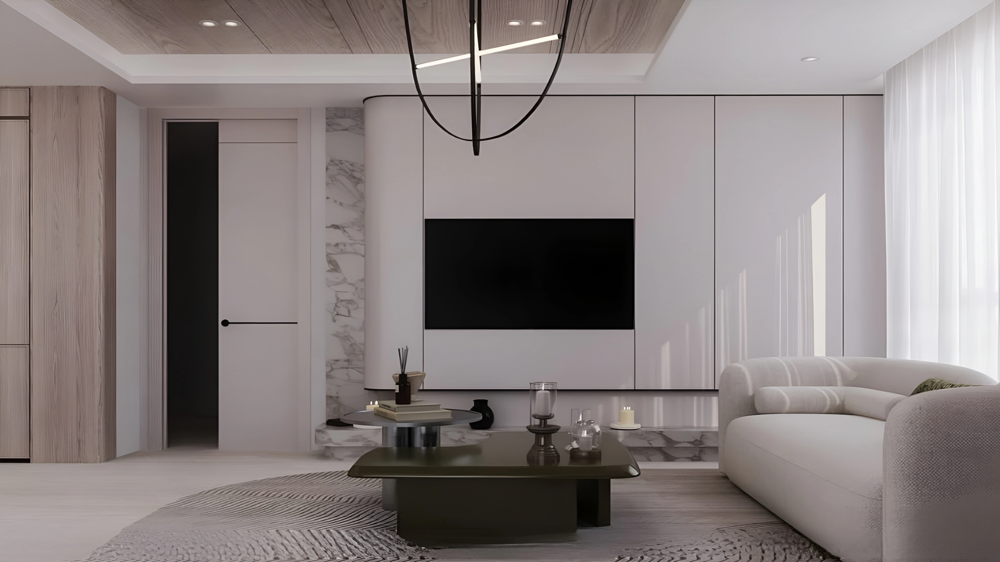 Modern Minimalist Living Room with Marble Accents Living room 1