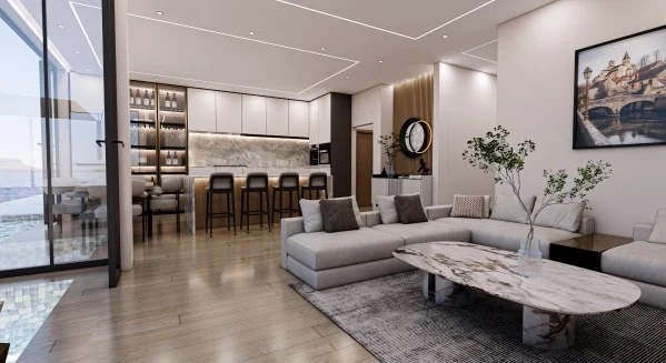 Modern Coastal Luxury Living Room Design living-room