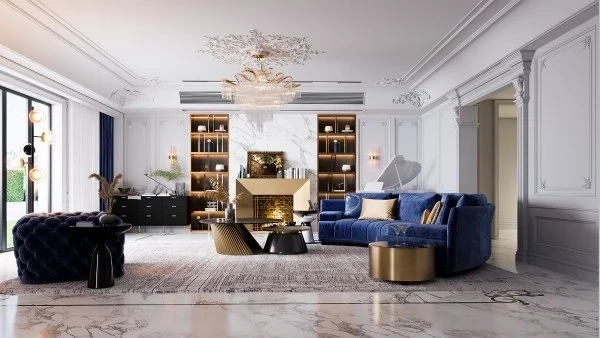 contemporary luxury French living room(LRRFFS0029)-Living room