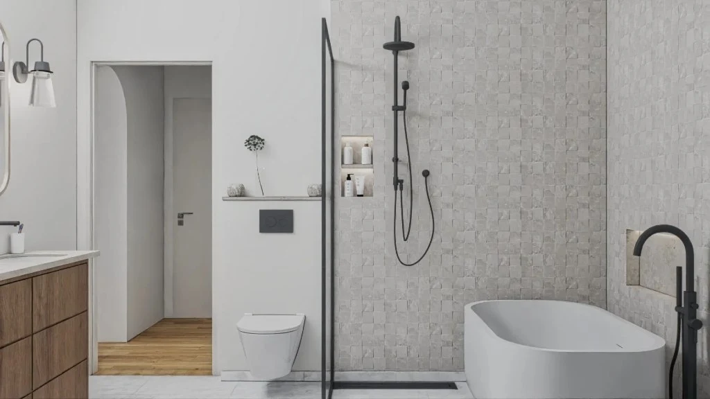 Warm Texture, a Modern and Minimalist Livable Space bathroom
