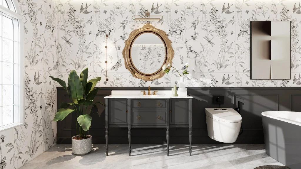 Ink - charm and Flower - shadow Elegant Bathroom bathroom