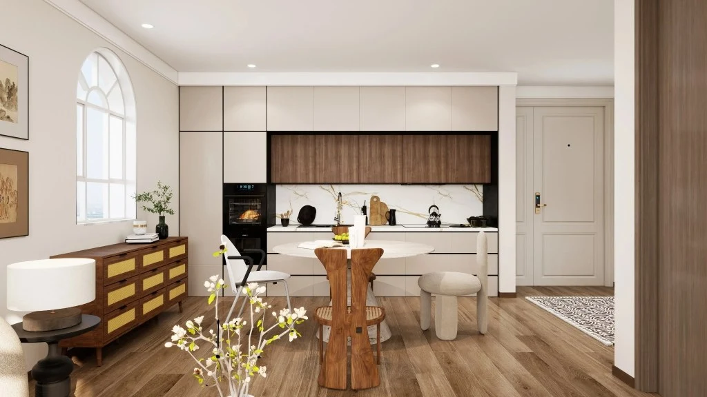 Elegant Dwelling Warm Wood Time Residence dining-room