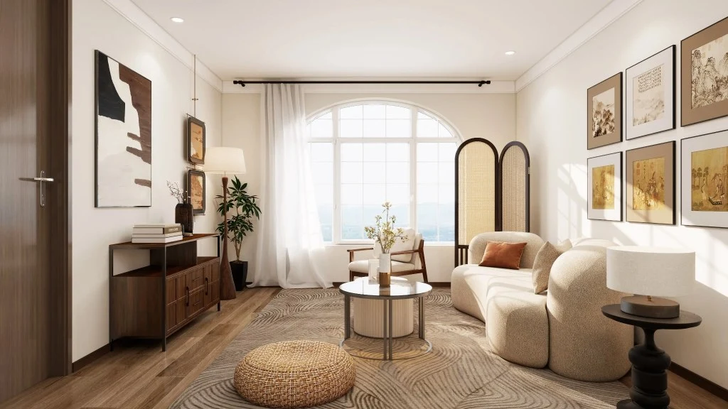 Elegant Dwelling Warm Wood Time Residence living-room